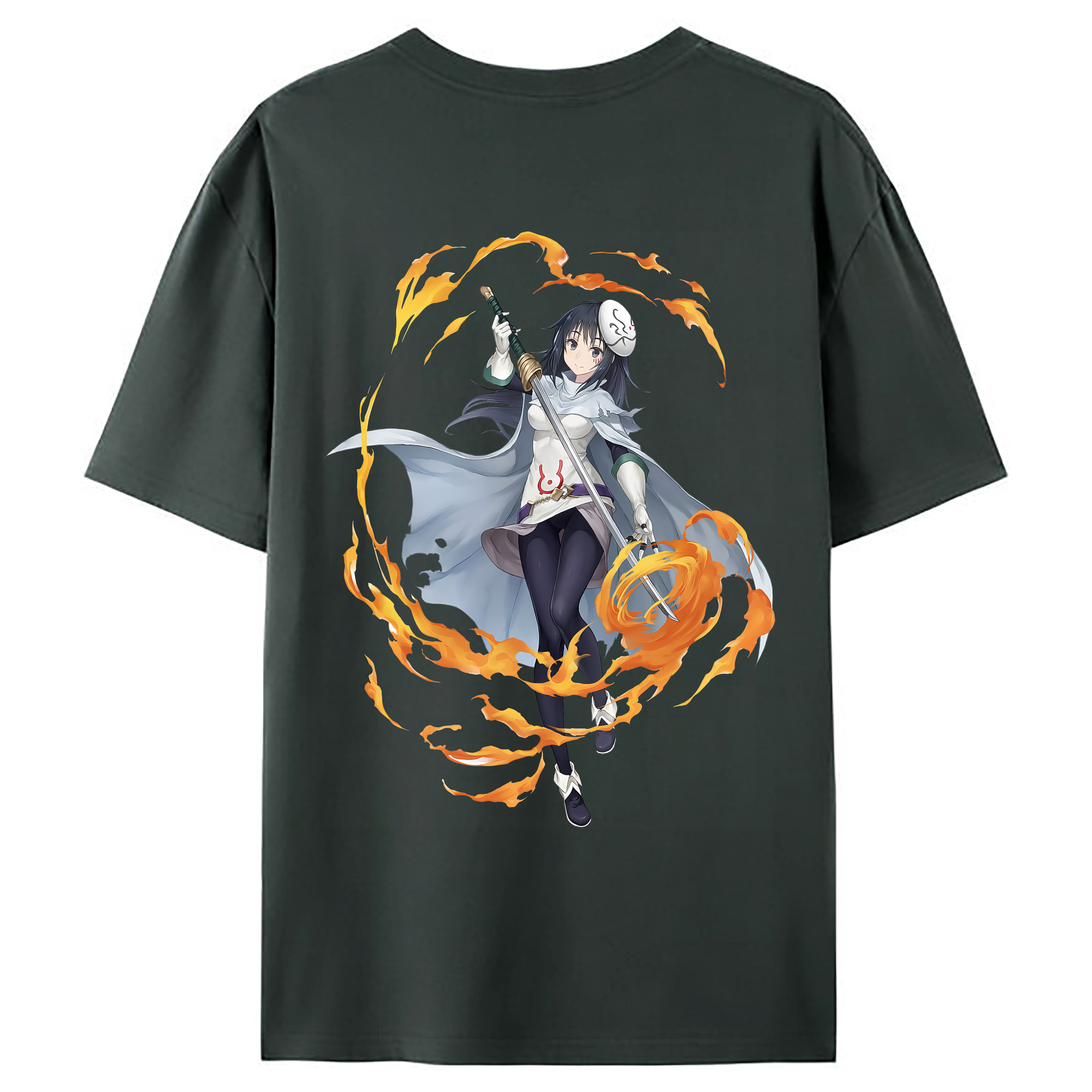 （画像用） 転スラ Regarding Reincarnated to Slime 綿100％ メンズ半袖Tシャツ（バックプリント） 通気性